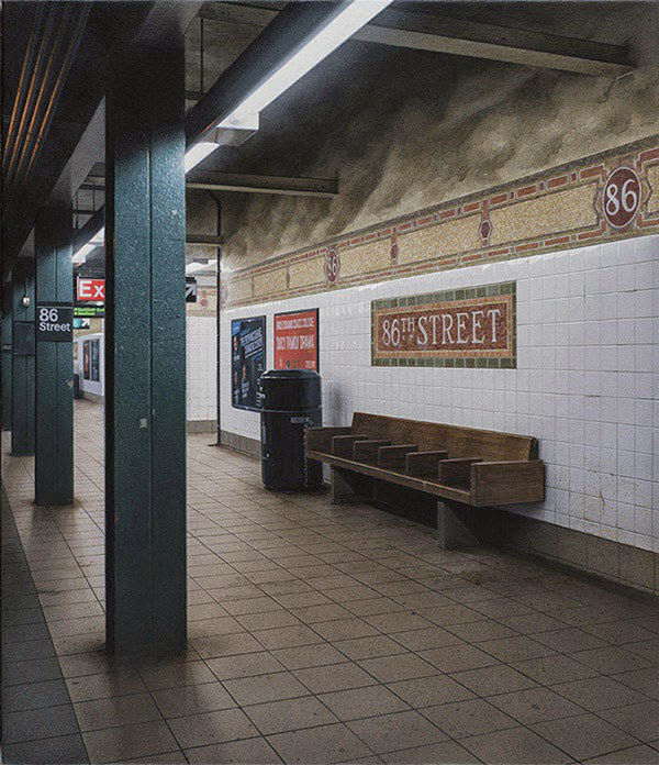 Surreal painting: a New York subway that is more real than a camera shot - pinned emoticon